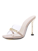 Pantoufles à Talons Hautes Aiguilles Transparentes Femmes à Cuir Synthétique avec Bout Ouvert Décors avec Métals Bicolores