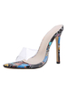 Pantoufles à Talons Hautes Aiguilles Transparentes Imprimés Femmes à Cuir Synthétique avec Bout Ouvert Multicolores