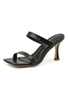 Pantoufles à talons noires Talon aiguille Bout carré Slip-On PU Leathre Pantoufles décontractées
