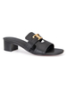 Pantoufles à talons noires Talon épais Bout rond Slip-On Motif dœuvres dart en peau de vache Pantoufles décontractées