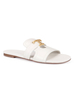 Pantoufles blanches Talon plat Bout rond Slip-On Motif dœuvres dart en cuir de vache Pantoufles décontractées