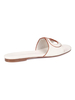 Pantoufles blanches Talon plat Bout rond Slip-On Motif dœuvres dart en cuir de vache Pantoufles décontractées