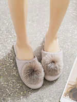 Pantoufles Boa Doublure en coton à bout rond supérieur en satin gris clair