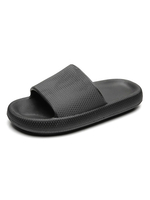 Pantoufles de sandale dété à bout ouvert talon plat en cuir PU pantoufle bleu profond