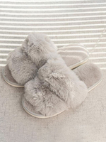 Pantoufles en Fausses Fourrures Femmes avec Bout Ouvert Unicolore Pantoufles Hivers Chaud et Comfortable