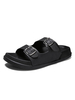 Pantoufles fraîches pour hommes Noir PU haut Ouvert Open Toe Slip-On Daily Casual Home Sandal plat