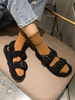 Pantoufles Mules Femme en Fausse Fourrures Synthétique à Bout Ouvert avec Boucles Métals Uicolores Noir Mules Femme Chaud Hiver