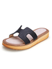 Pantoufles noires Talon plat Slip-On PU Leaterh Pantoufles sandales décontractées