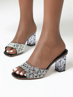 Pantoufles Sandales à Talons Hautes Femmes à Cuir Synthétique Imprimés avec Bout Ouvert Sandales à Talons Hautes