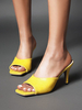 Pantoufles Sandales à Talons Hautes Fins Femmes à Cuir Synthétique Unicolore avec Bout Ouvert Sandales à Talons Hautes