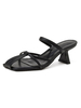 Pantoufles Sandales à Talons Mi-hautes Femmes à Cuir Synthétique avec Bout Carré Unicolore