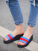 Pantoufles sandales en tissu élastique bleu à bout rond Slip-On Beach Sandal Slipper