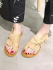 Pantoufles Sandales Plates Femmes à Cuir Synthétique avec Tressages Bicolores avec Bout Ouvert