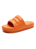 Pantoufles sandales pour femmes en cuir PU orange Slip On Open Toe Summer Slipper
