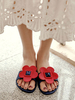 Pantoufles sandales PVC rouge supérieur bout rond Slip-On Beach Flower pantoufles sandales