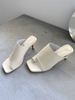 Pantoufles Talons Hautes Aiguilles Femmes à Cuir Synthétique avec Bout Ouvert Unicolore Pantoufles Talons Hautes Aiguilles