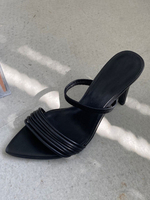Pantoufles Talons Hautes Aiguilles Petits Femmes à Lacets à Cuir Synthétique avec Bout Ouvert Unicolore Pantoufles Femmes