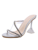Pantoufles transparentes pour femmes en sandale transparente avec strass