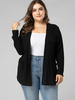 Pardessus de grande taille pour les femmes à col en V et à manches longues en polyester; manteaux noirs décontractés