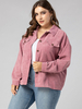 Pardessus grande taille pour femmes col rabattu manches longues boutons polyester décontracté manteaux roses