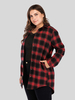 Pardessus grande taille pour femmes col rabattu rouge long T-Shirt manches boutons à carreaux manteau surdimensionné décontracté