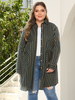 Pardessus grande taille pour femmes Hunter vert col rabattu long T-Shirt manches rayures boutons Polyester décontracté surdimensionné Long manteau