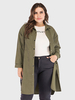 Pardessus grande taille pour femmes Hunter vert col rabattu manches longues côtelé tricot manchette boutons manteau surdimensionné décontracté