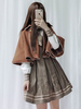 Pardessus Lolita Marron Café Motif À Carreaux Robe Sans Manches Cape Douce Cape Lolita