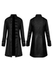 Pardessus rétro décontracté"idien en polyester avec boutons de long manteau vintage noir