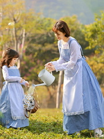 Parent-enfant dentelle LOLITA OP Robe bleu manches longues Lolita One Piece Robes