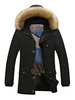 Parka homme noir Manteau en fausse fourrure à capuche détachable Manteau hiver grande taille