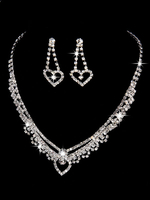 Parure de bijoux de mariage Chérie Boucles doreilles Collier Strass Argent Accessoires de mariée