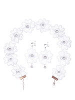 Parure de bijoux de mariage Perles blanches Forme de fleurs Accessoires de mariée