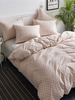 Parure de lit 3 pièces Coton Écru Blanc Pois Literie Moderne