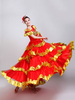 Paso Doble Dance Costumes Robe De Danse Flamenco Rouge Et Or À Volants Costume De Performance Déguisements Halloween