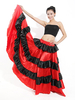Paso Doble Dance Skirt Two Tone Ruffle Red Jupe longue Déguisements Halloween
