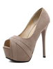 Peep abricot plateforme talon aiguille feuillet Toe pompes à talons hauts féminins sur les pompes