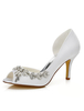 Peep mariage chaussures blanc Jeweled Slip-on découpe haut talon chaussures de mariée