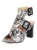 Peep Toe Bottes imprimé serpent Chunky talon Backless bottillons
