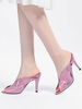 Peep Toe Mules Chaussures Talons aiguilles Rivets Stiletto Synthétique Chaussures dété pour femmes