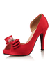 Peep Toe pompes strass Satin Bow Decor Slip plate-forme rouge chaussures à talons hauts féminin Stiletto