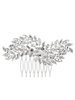 Peigne de mariage argent strass perlant feuille cheveux nuptiale accessoires