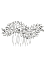 Peigne de mariage argent strass perlant feuille cheveux nuptiale accessoires