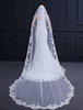 Peigne De Mariage Longue Cathédrale Ecru Blanc Tulle Dentelle Applique Un Niveau Accessoires De Mariée