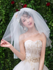 Peigne de mariage voiles ivoire deux niveaux tulle coupe bord classique voiles de mariée