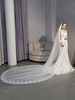 Peigne de mariée longue cathédrale voile Ecru Tulle blanc dentelle Applique un niveau accessoires de mariée