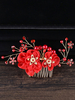 Peigne mariage coiffures fleurs rouges perles perles accessoires de cheveux de mariée