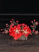 Peigne mariage coiffures fleurs rouges perles perles accessoires de cheveux de mariée