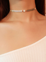 Perle collier ras de cou flèche argent tour de cou cadeau pour elle