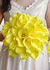 Perles de fleurs en soie jaune de mariage Bouquet perlé ruban arcs Bouquet de mariée